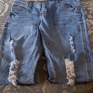 HERITAGE FALMER STONE WASH FRAY BLUE JEANS SZ XL